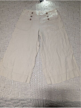 Women's London Jeanne Beige Linen Cropped Pants Size 6